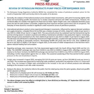 BERA FUEL PRICE ADJUSTMENT _12 SEPT 2025