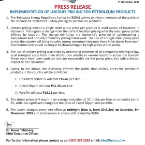 BERA implementation of unitary pricing _7 Nov 2025