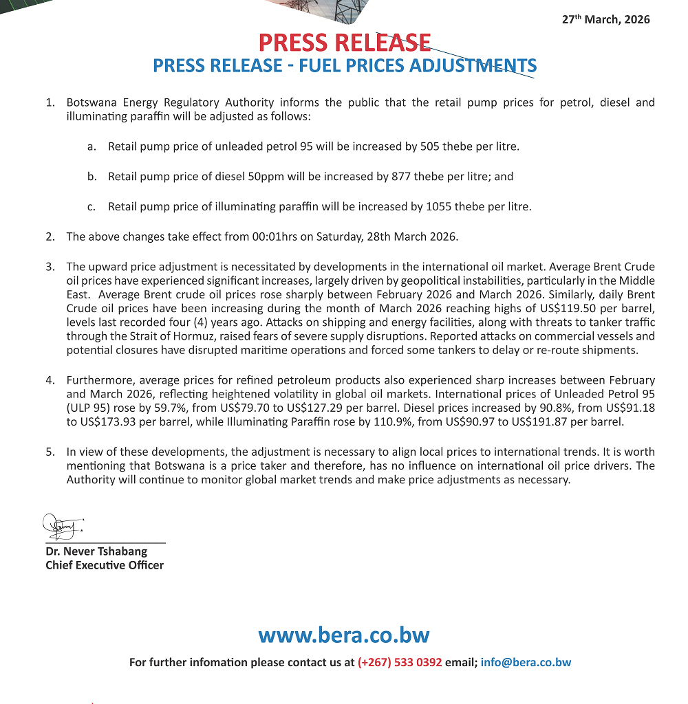 Press Release FUEL PRICES oiEnergy